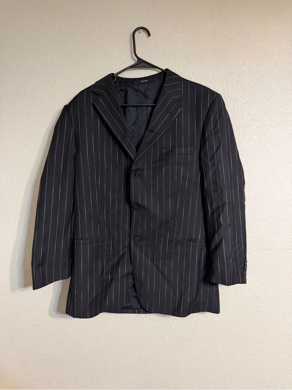Versace Black Pinstripe Suit Jacket